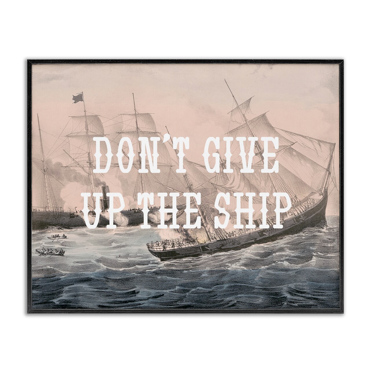 Stupell Industries Don't Give Up Ship Framed Giclee Wall Art Design by Daphne Polselli